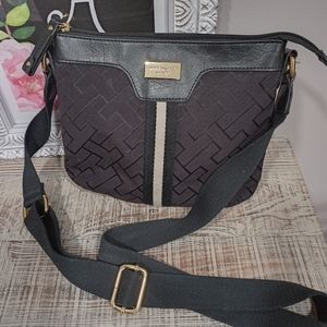 Tommy Hilfiger Black Fabric Logo Crossbody with Racer Stripe